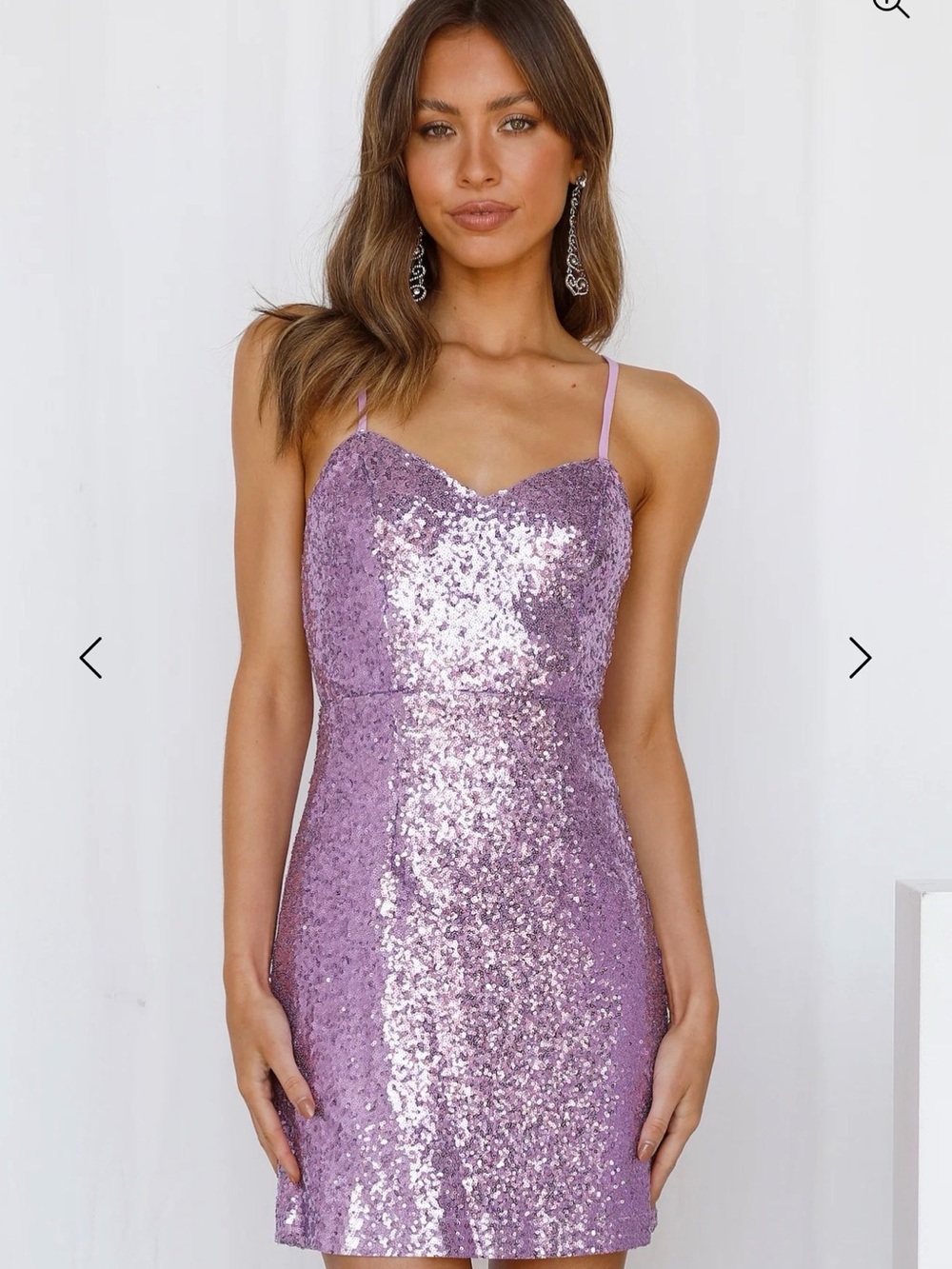 Hello Molly Brand New Lilac Sequin Spaghetti Strap Mini Dress